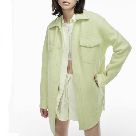 Joie Celery Green Fleece Shacket Shirt Jacket Button Front Sz XS - Picture 1 of 11